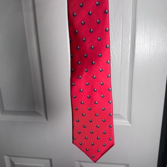 Dior Red and Blue Patterned Silk Tie - Picture 1 of 3